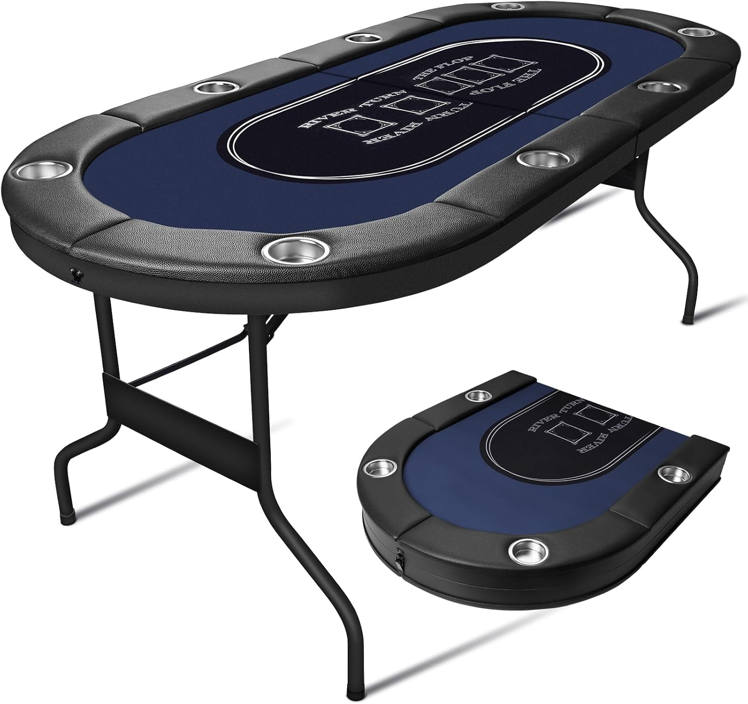 8 Player Foldable Poker Table for Adults - Professional Casino Design W/Padded R