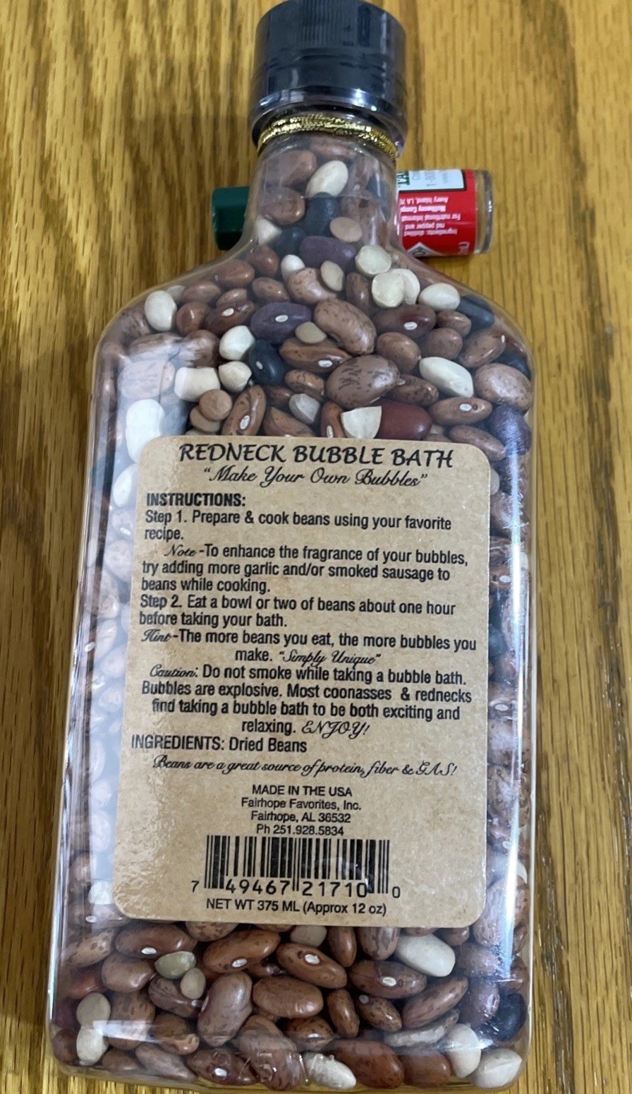 Redneck Bubble Bath Novelty Gag Gift "Make Your Own Bubbles USA Tobasco Attached