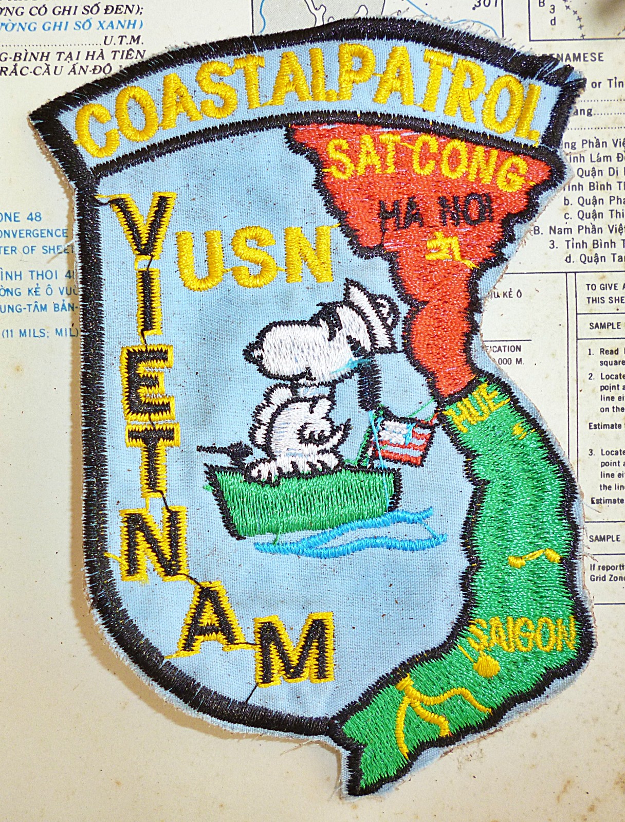 Snoopy Kills Communists - Patch - USN Coastal Patrol, Saigon, Hanoi, Vietnam War
