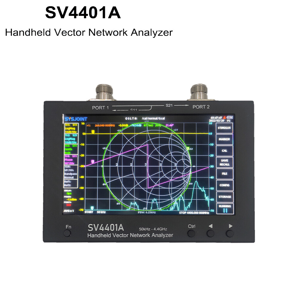 SV4401A 50KHz-4.4GHz VNA Vector Network Analyzer 100DB Dynamic 7 Inch Touch LCD