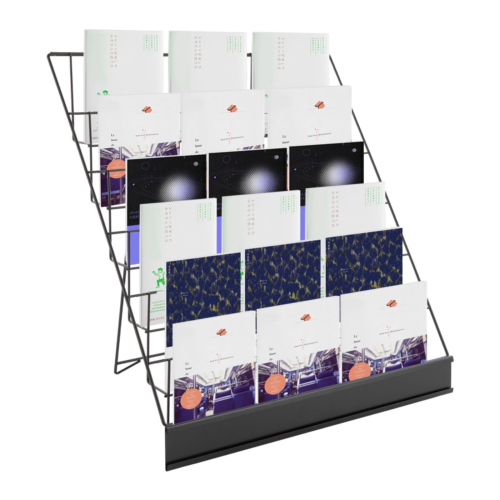 6 Tiers Black Tabletop Book Rack & Magazine Rack, Book Display Stand USA