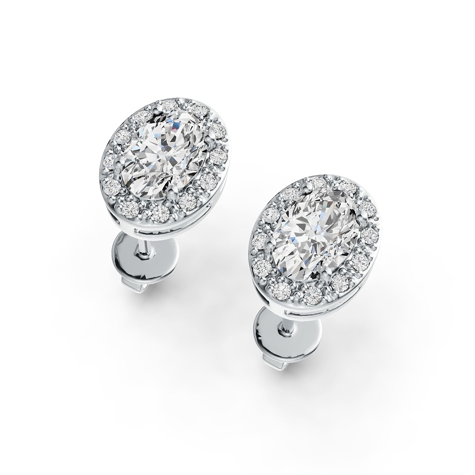 Sterling Silver Semi Mount Earrings Setting Oval OV 7X5mm Halo