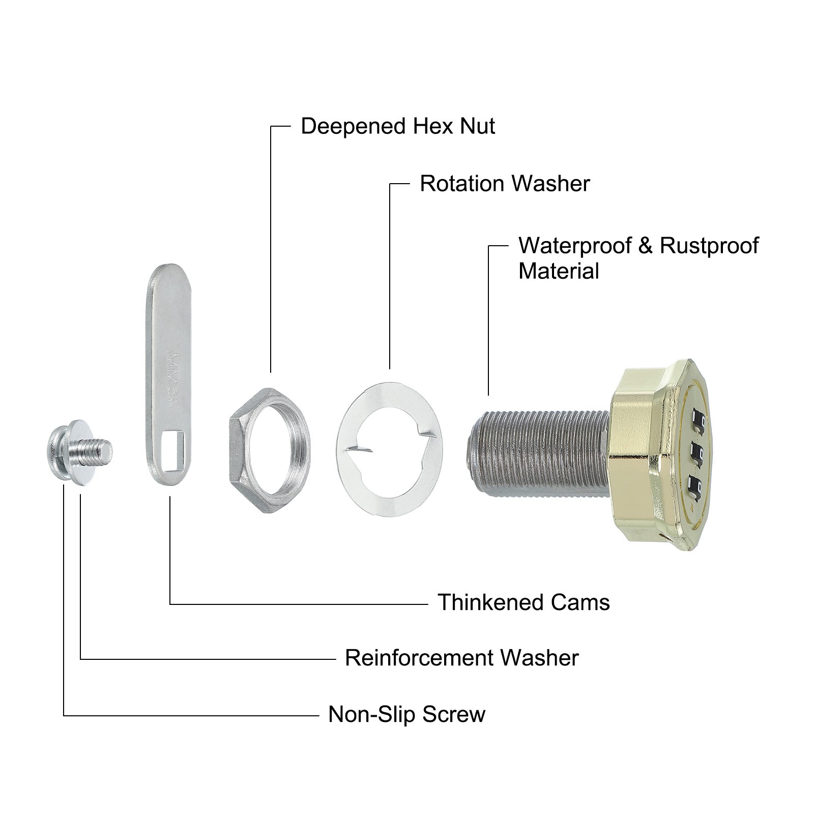 2pcs cylinder lock for wardrobe 1\" combination code gold