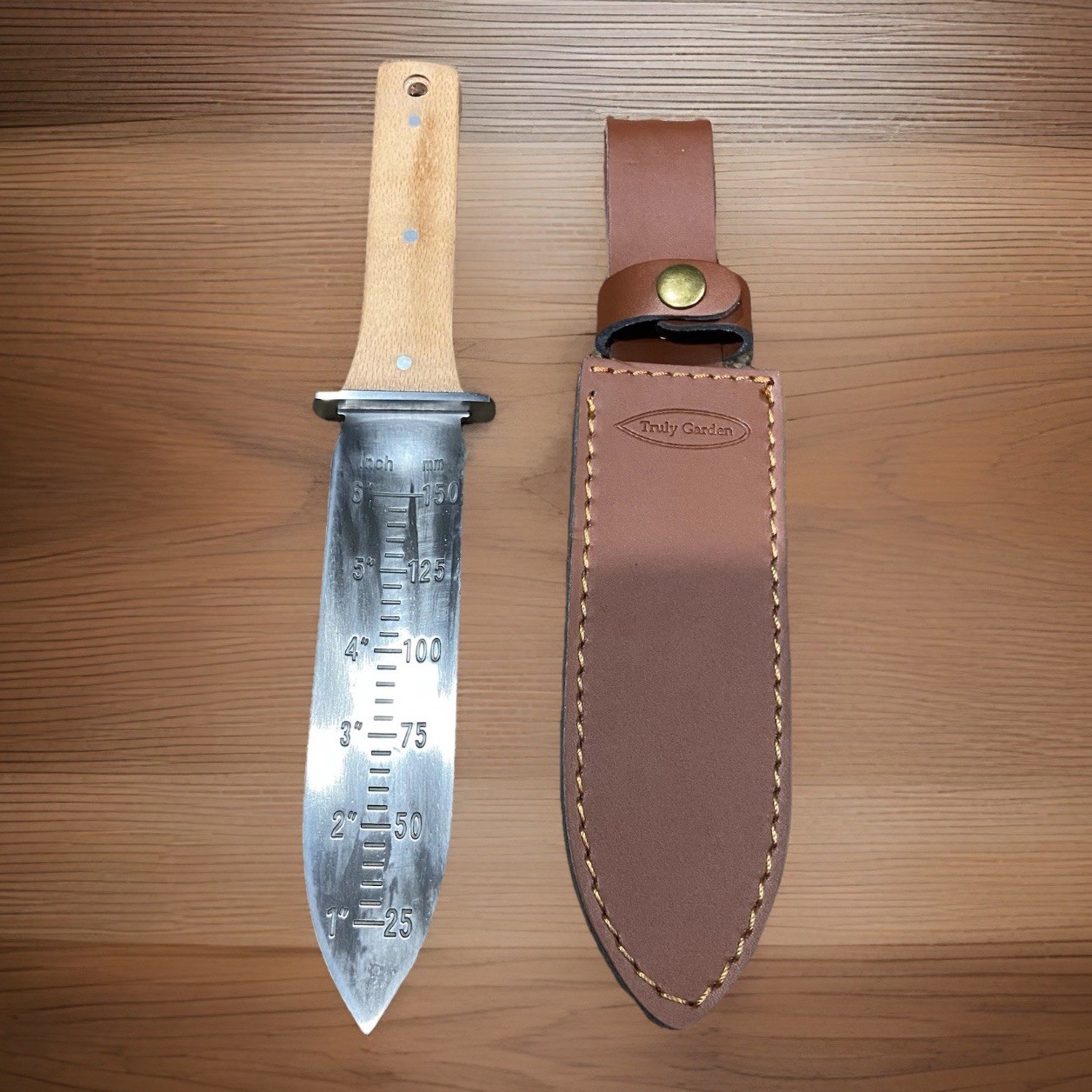 Truly Garden Hori Hori Garden Knife Leather Sheath & Diamond Sharpening Rod New