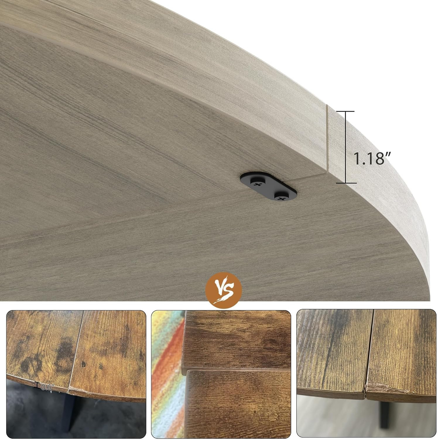 47.2 in round Dining Table for 4-6 People, Industrial round Kitchen Table with S