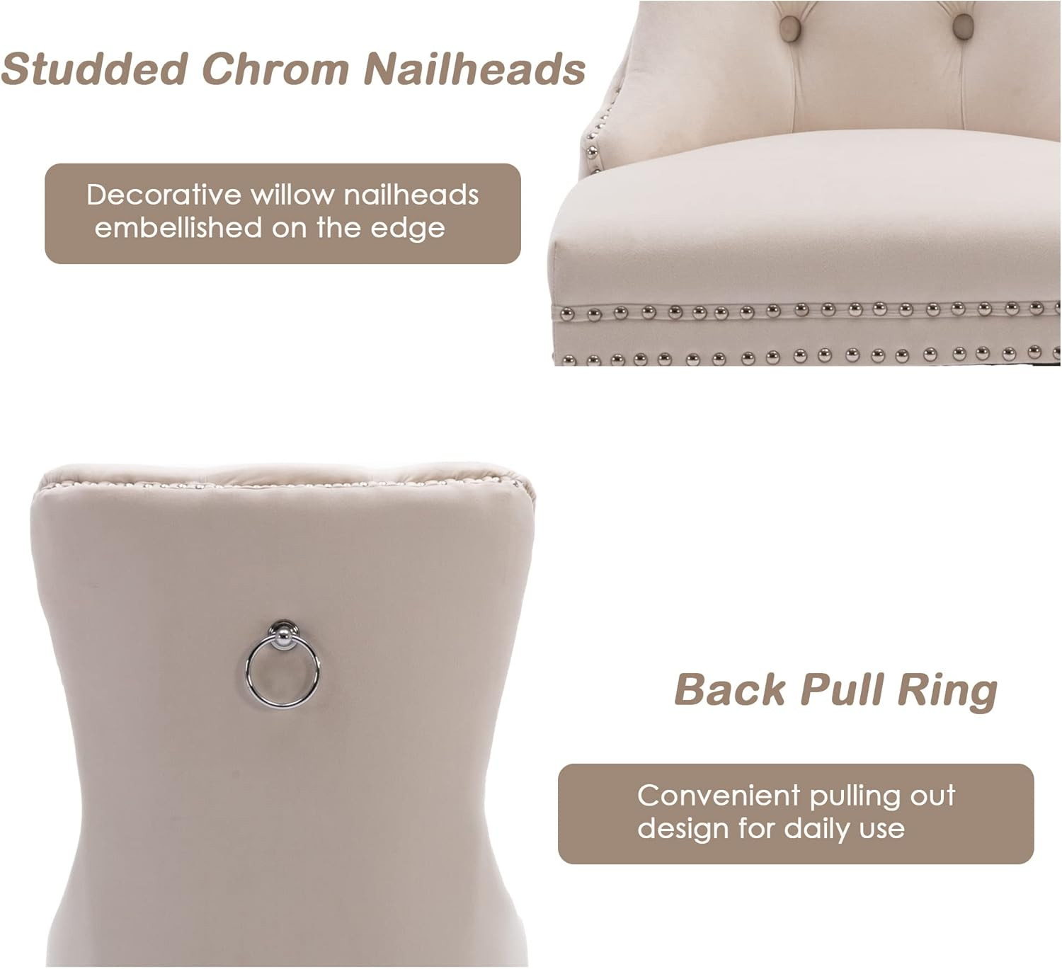 KCC Velvet Dining Chairs Set of 4, Upholstered High-End Tufted Dining Room Chair
