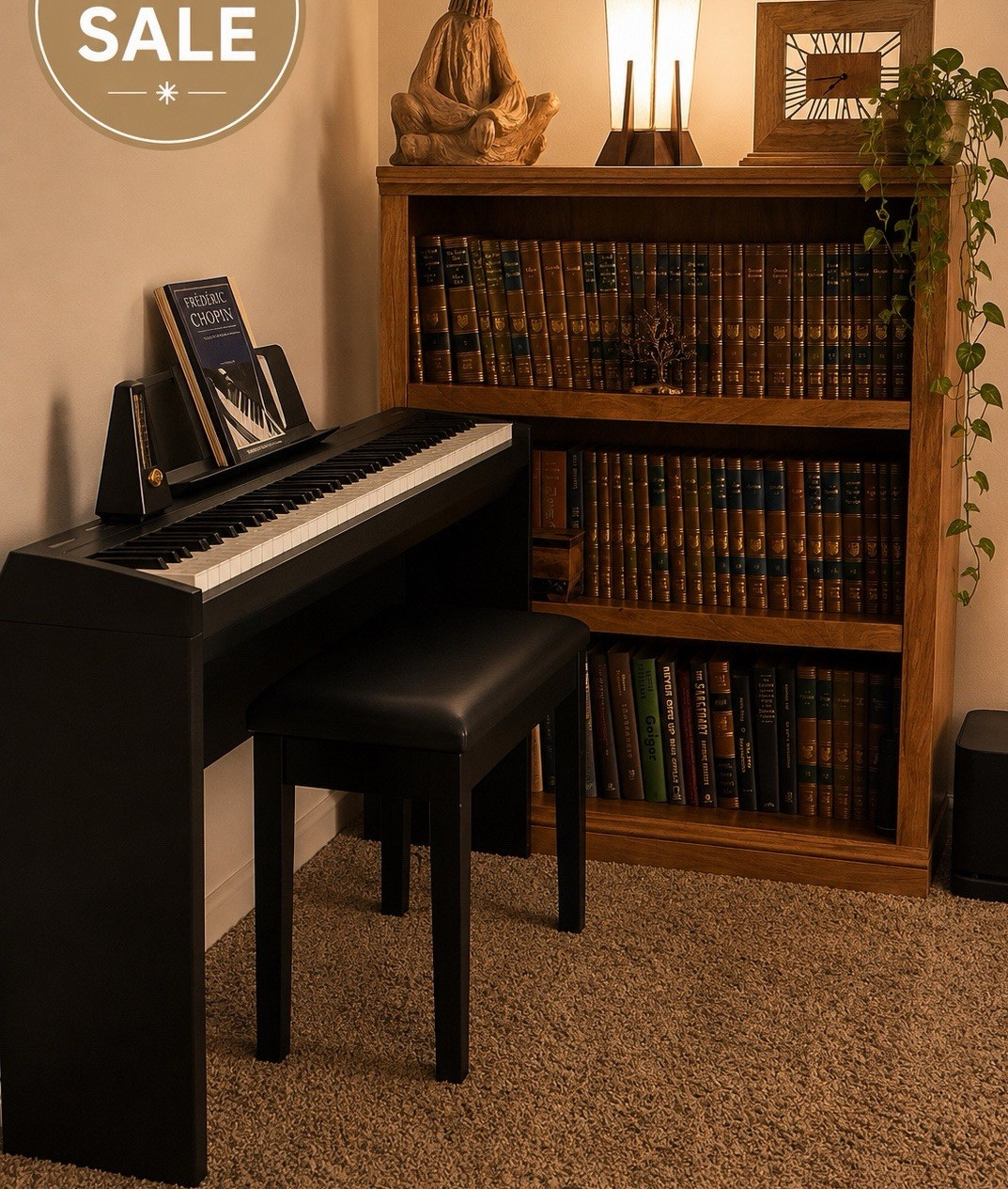 Roland 88-Key Digital Home Piano Keyboard, Black w/ Bench & Music Rest