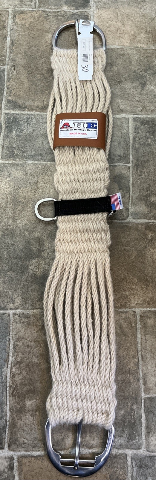 NEW American Heritage Equine 30” Cinch Natural #1533 w/ Stainless Steel Hardware