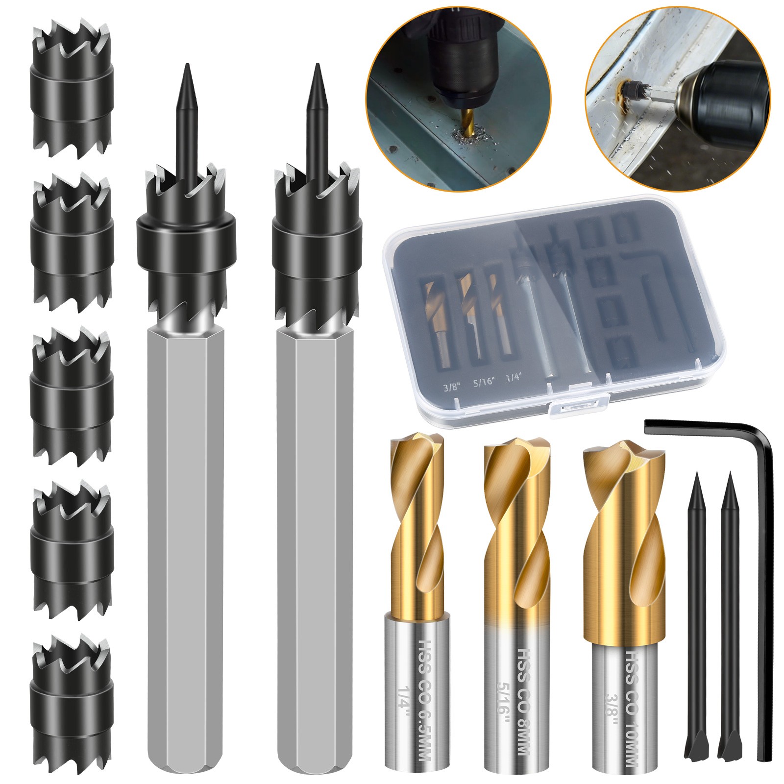 3/8" 5/16"Double Sided Spot Weld Cutter Remover Drill Bit Welder Cut Rotary Kit