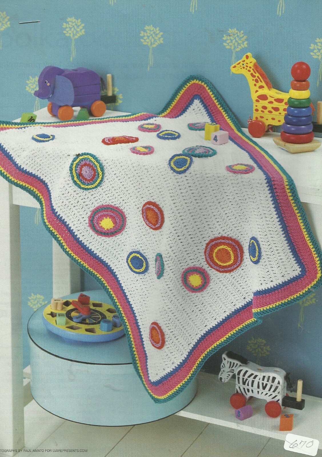 C0064   POLKA DOT BLANKIE  AFGHAN CROCHET PATTERN/INSTRUCTIONS