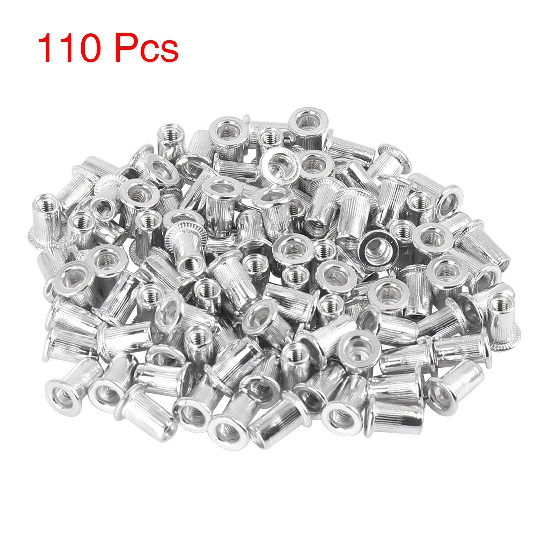 110 Pcs M3 Silver Tone Aluminum Alloy Car Flat Head Rivet Nut Threaded Insert
