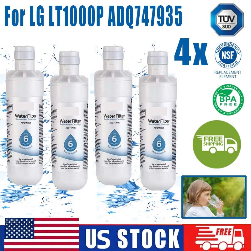 4-1Pack for LG LT1000P  LT1000PC ADQ747935 Refrigerator Water Filter Replacement