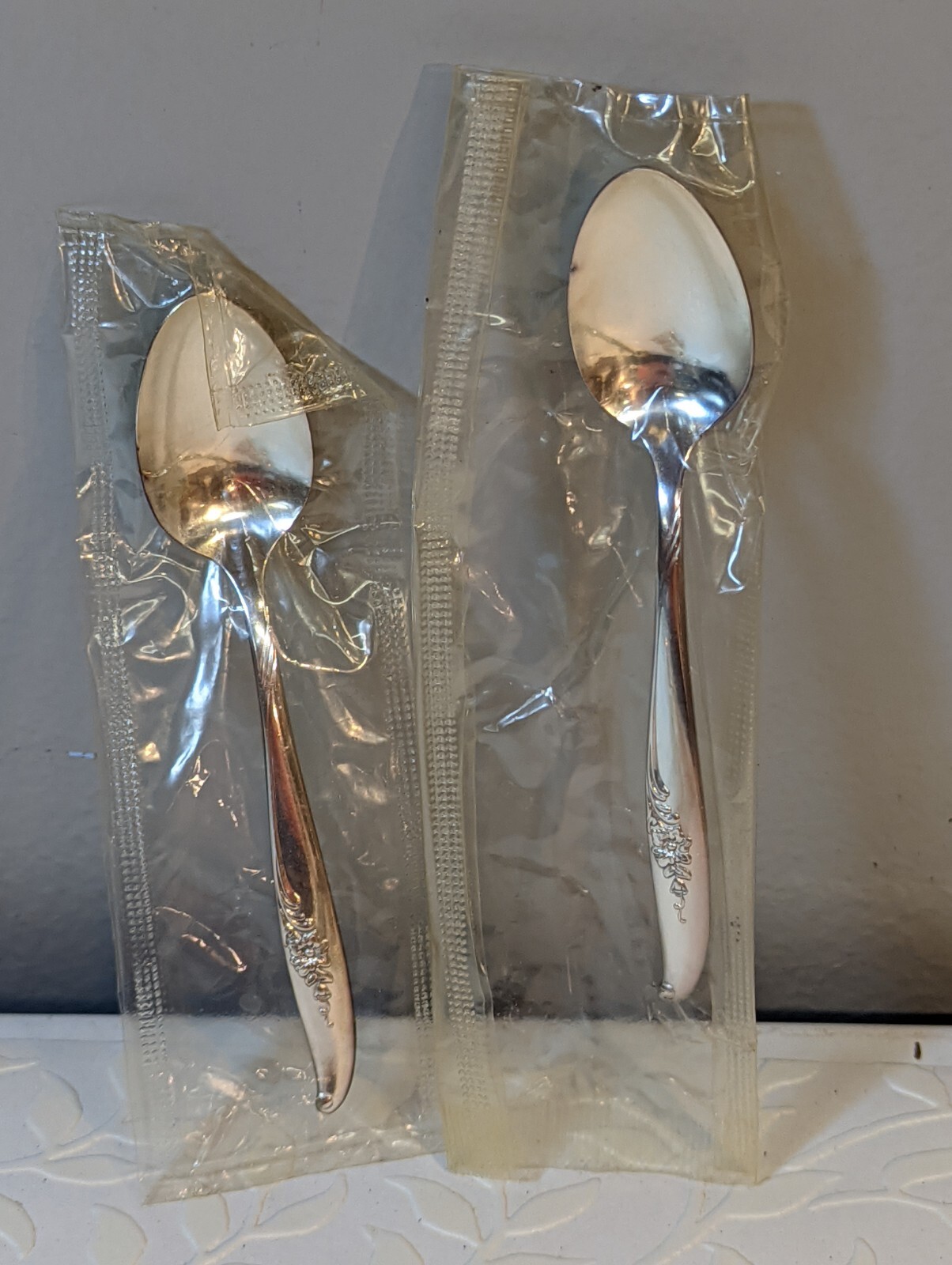 Set Of 2 New Oneida Baby Small Spoons Nobility Silverplate New Old Stock 1958