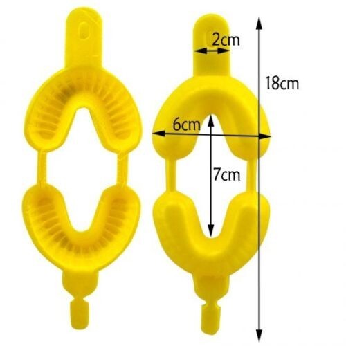 100 Pcs Dental Disposable Fluoride Dual Arch Trays For Gel or Foam Medium Yellow