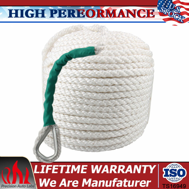 1/2"x100' Twisted Three Strand Nylon Anchor Rope Boat Strap Rope with Thimble US