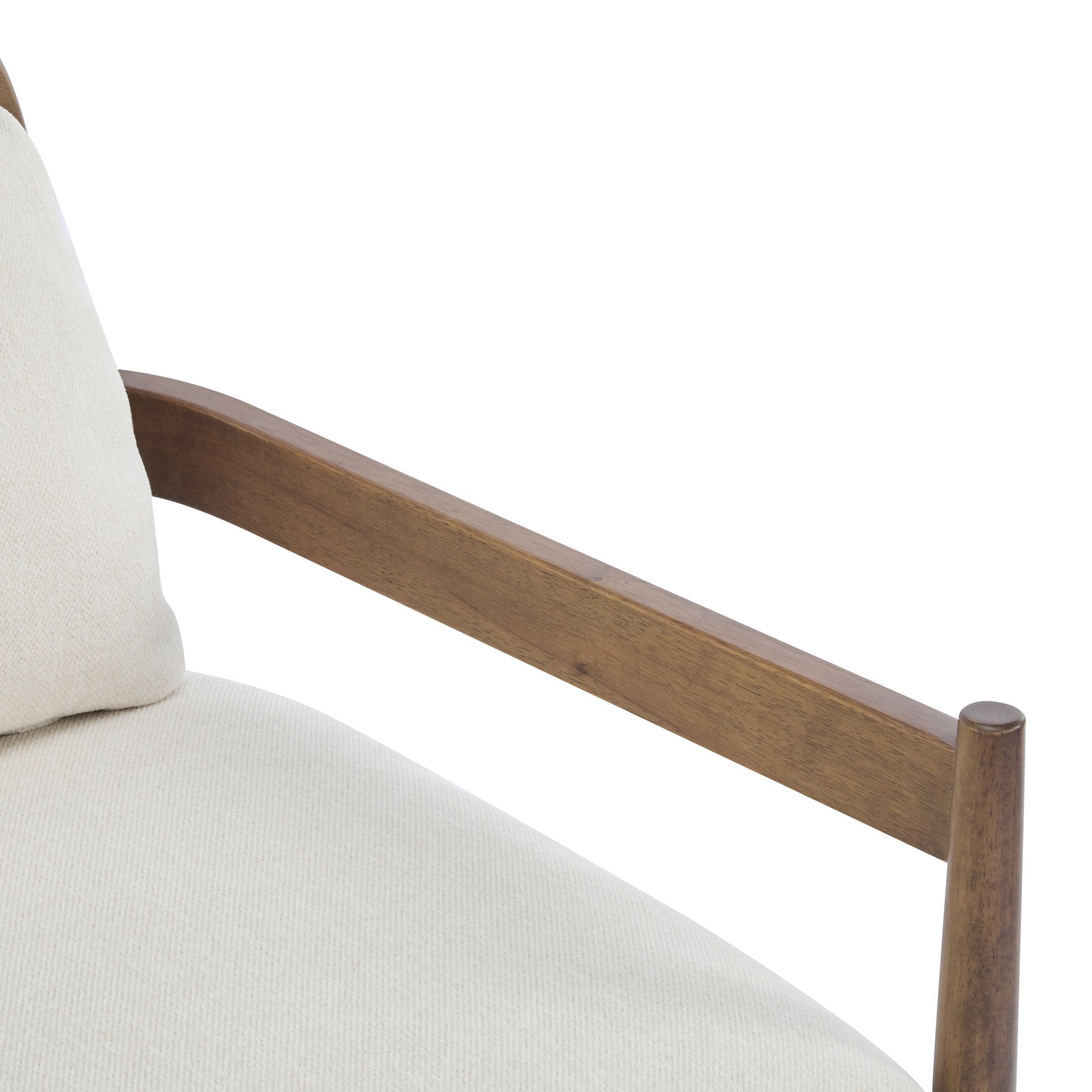 Set of 2 Mid-Century Modern Accent Chairs Rattan Back Solid Wood Beige