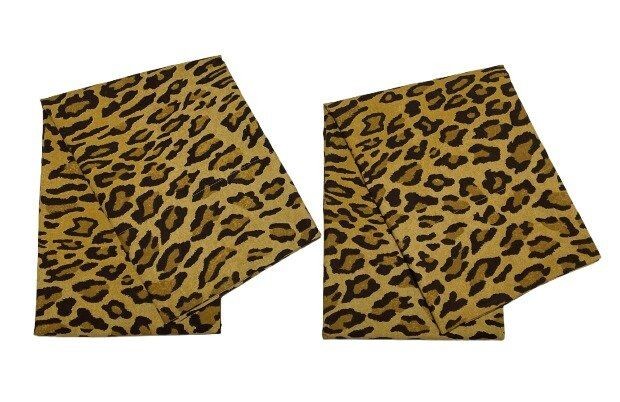 2 Ralph Lauren Aragon Standard Pillowcases Leopard Animal Print Excellent