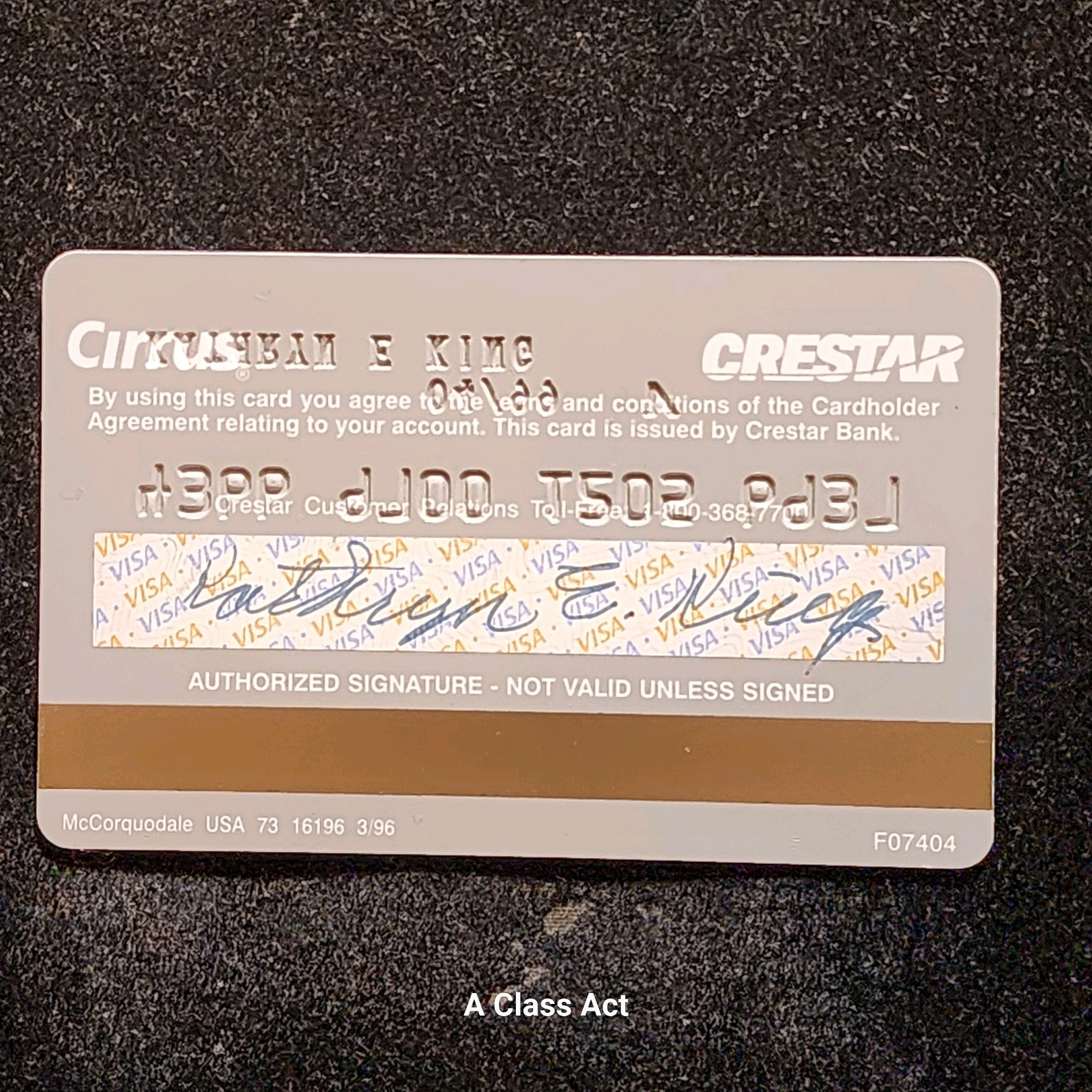 Crestar Visa Classic credit card exp 1999 cc1747