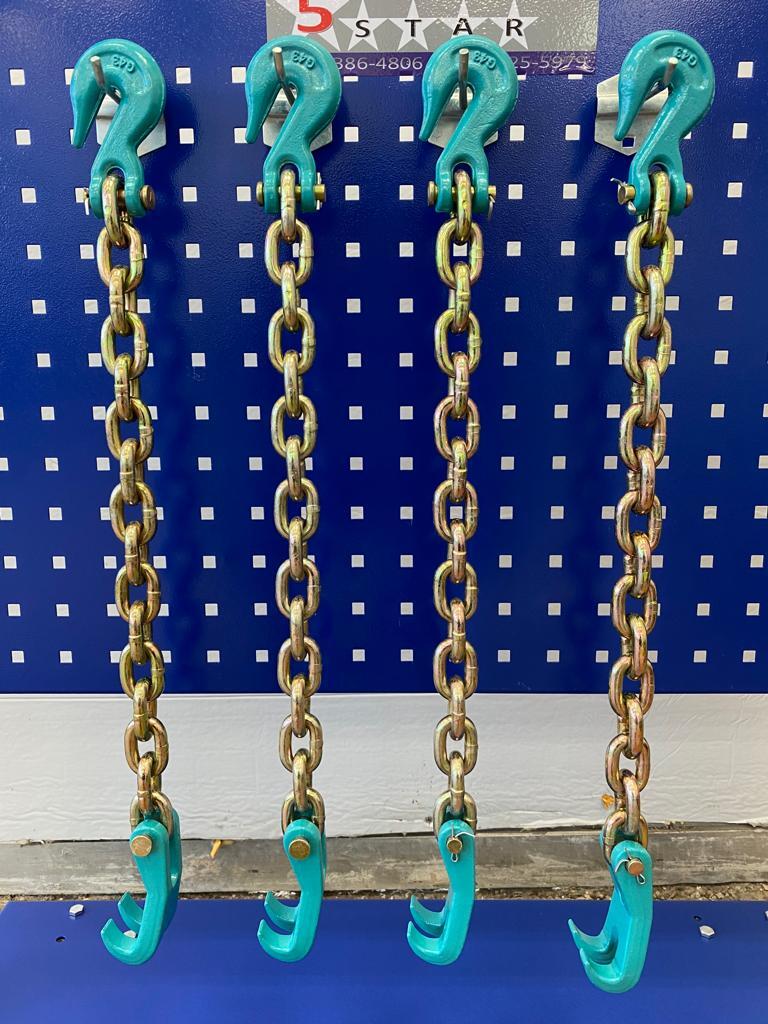 4 X AUTO BODY FRAME MACHINE CHAIN WITH GRAB HOOK AND CLAW