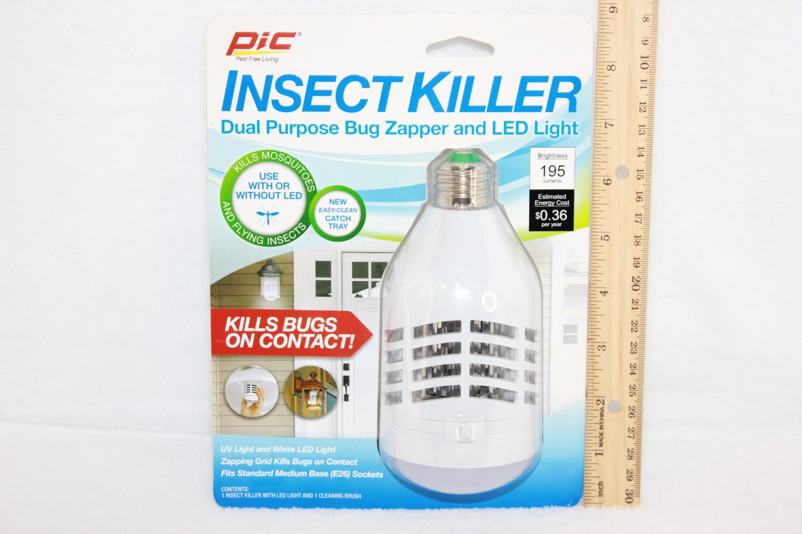 Pic INSECT KILLER Dual Purpose Bug Zapper & LED Light Kills Bugs On Contact NEW