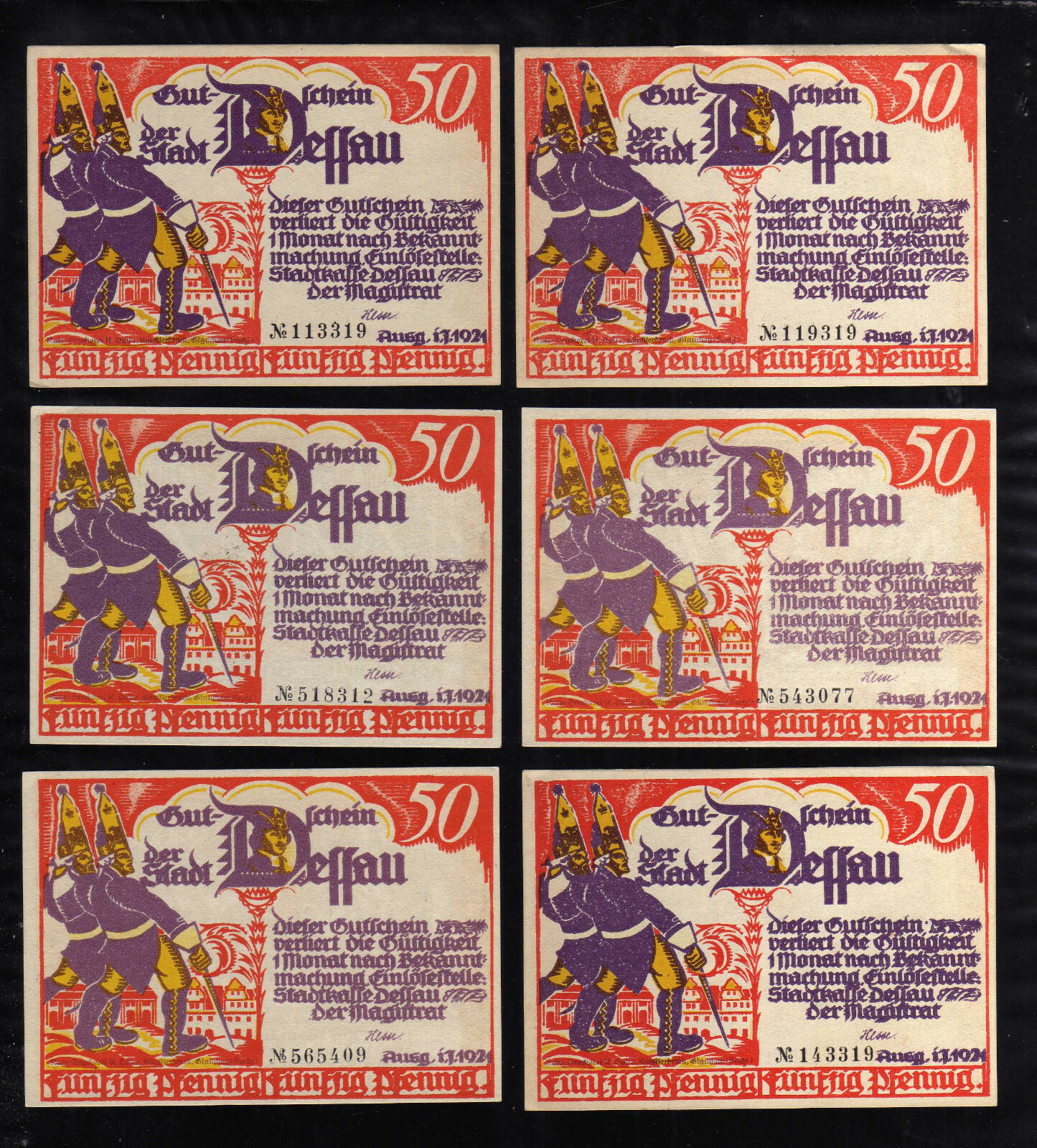 DESSAU - GERMANY NOTGELD - 6 X 50 PFENNIG