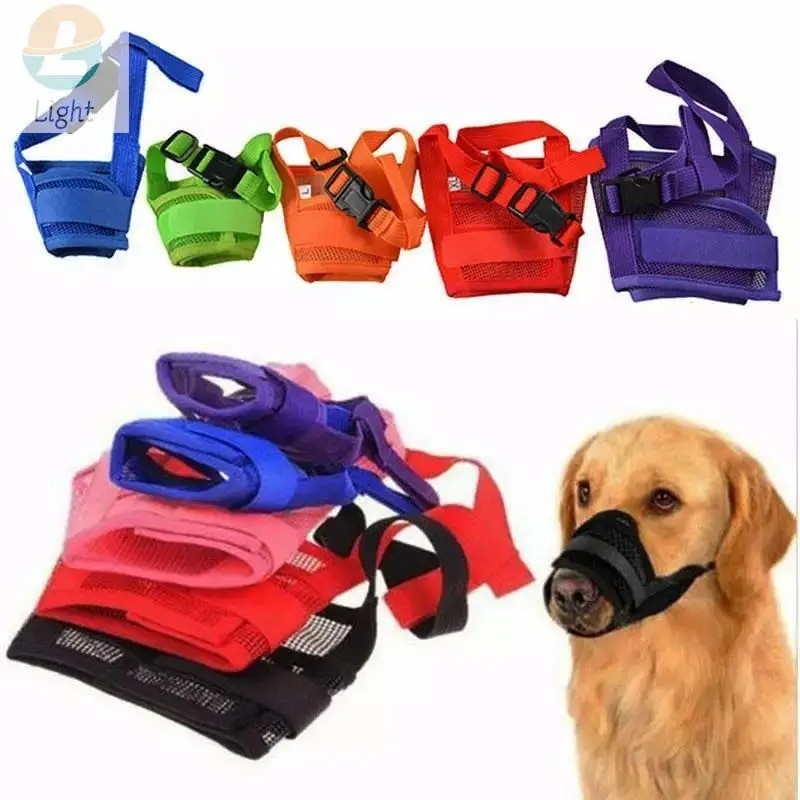 Dog Muzzle Mouth Cover Anti Bite Barking Chewing Mesh Mask Small Large Pet Cat