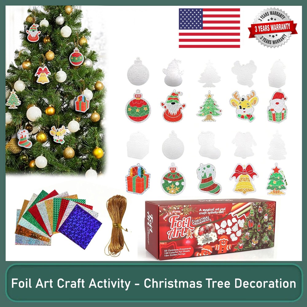 Foil Fun Christmas 50PCS Ornaments Mess Free Art for Kids Festive Holiday Craft