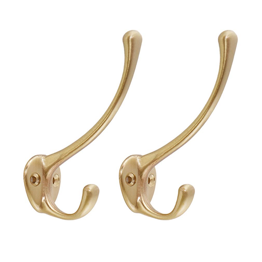 Tiazza 2Pcs Antique Solid Brass Clothes Hooks Entryway Coat Hooks Scarf and J...
