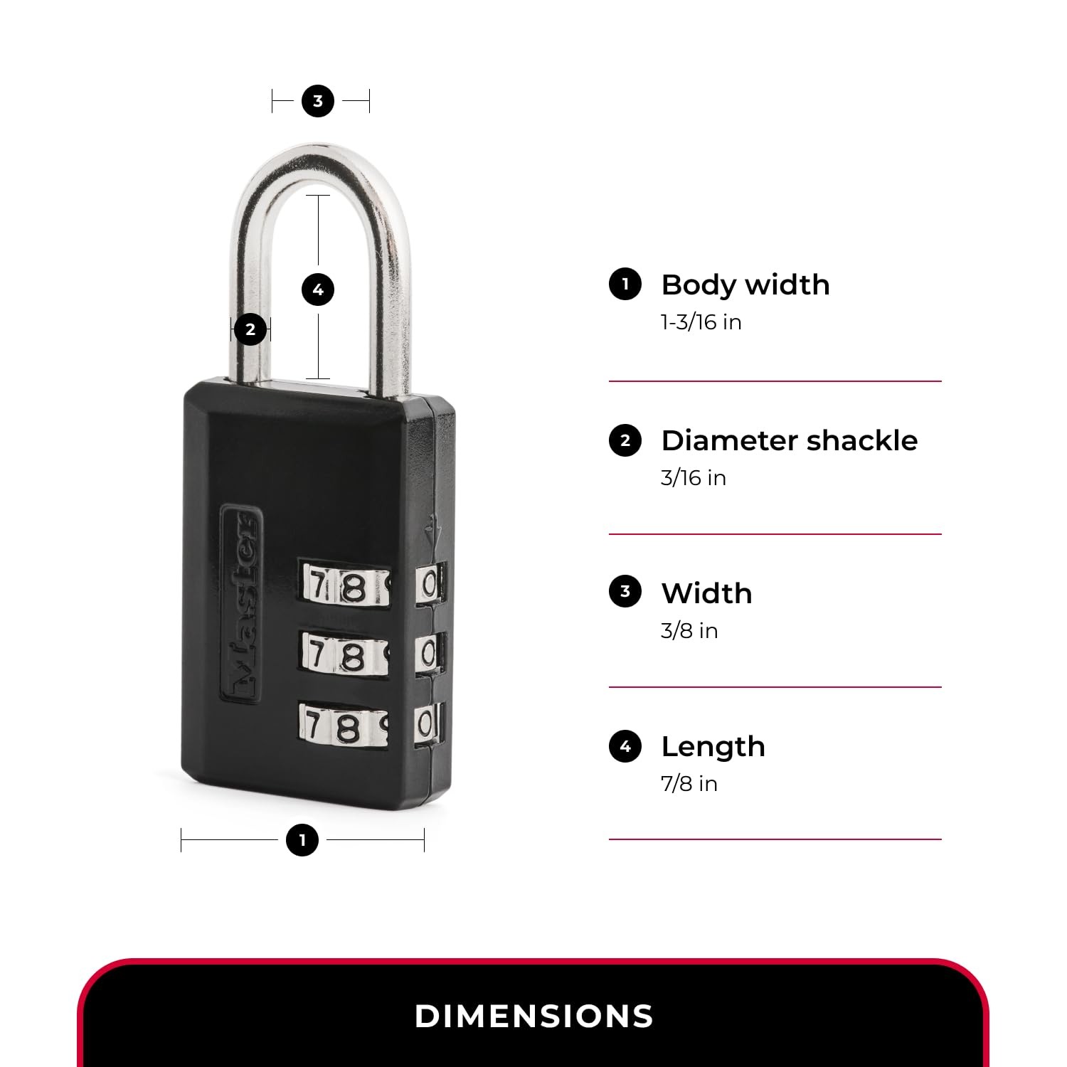 Master Lock Black Combination Padlock, Indoor Gym Locker Lock with Customizable