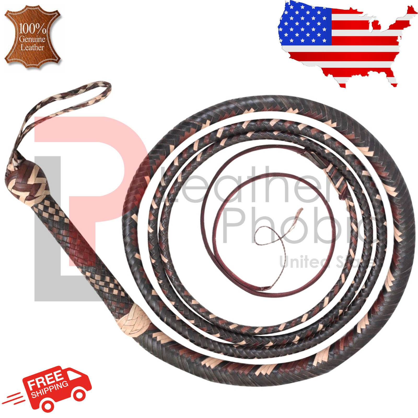 Handmade Leather Bullwhip 4–16 Feet | 16 Plait | Traditional Craft Bull whip