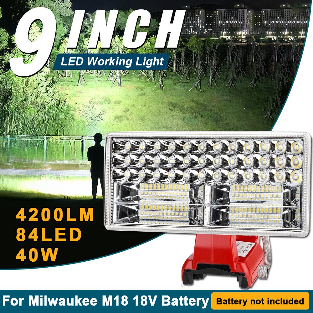 Wireless LED Work Light for Milwaukee 18V Battery Cordless Handheld Flashlight