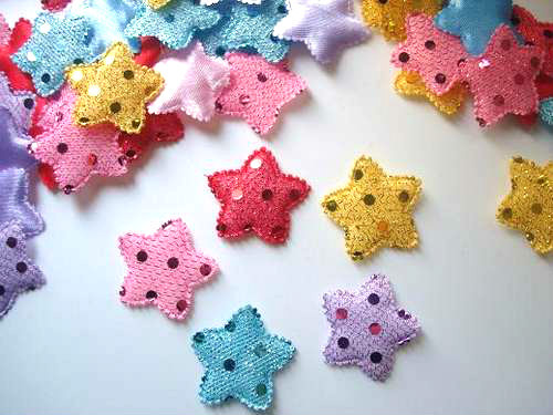 100 Sequin Fabric Holiday Star Applique/shiny/quilting/trim/craft/Christmas L89