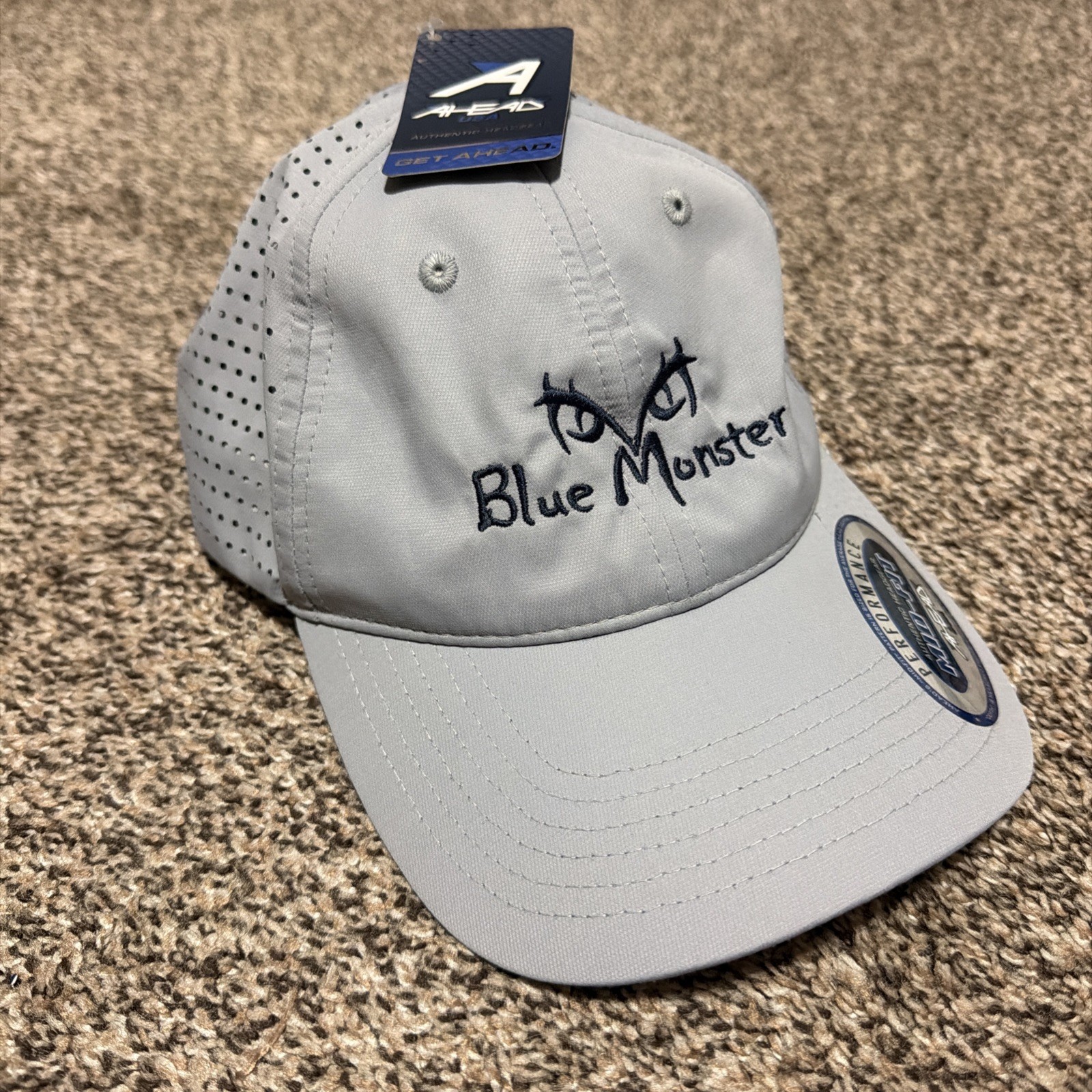 Blue Monster Ahead Golf Gray Hat New