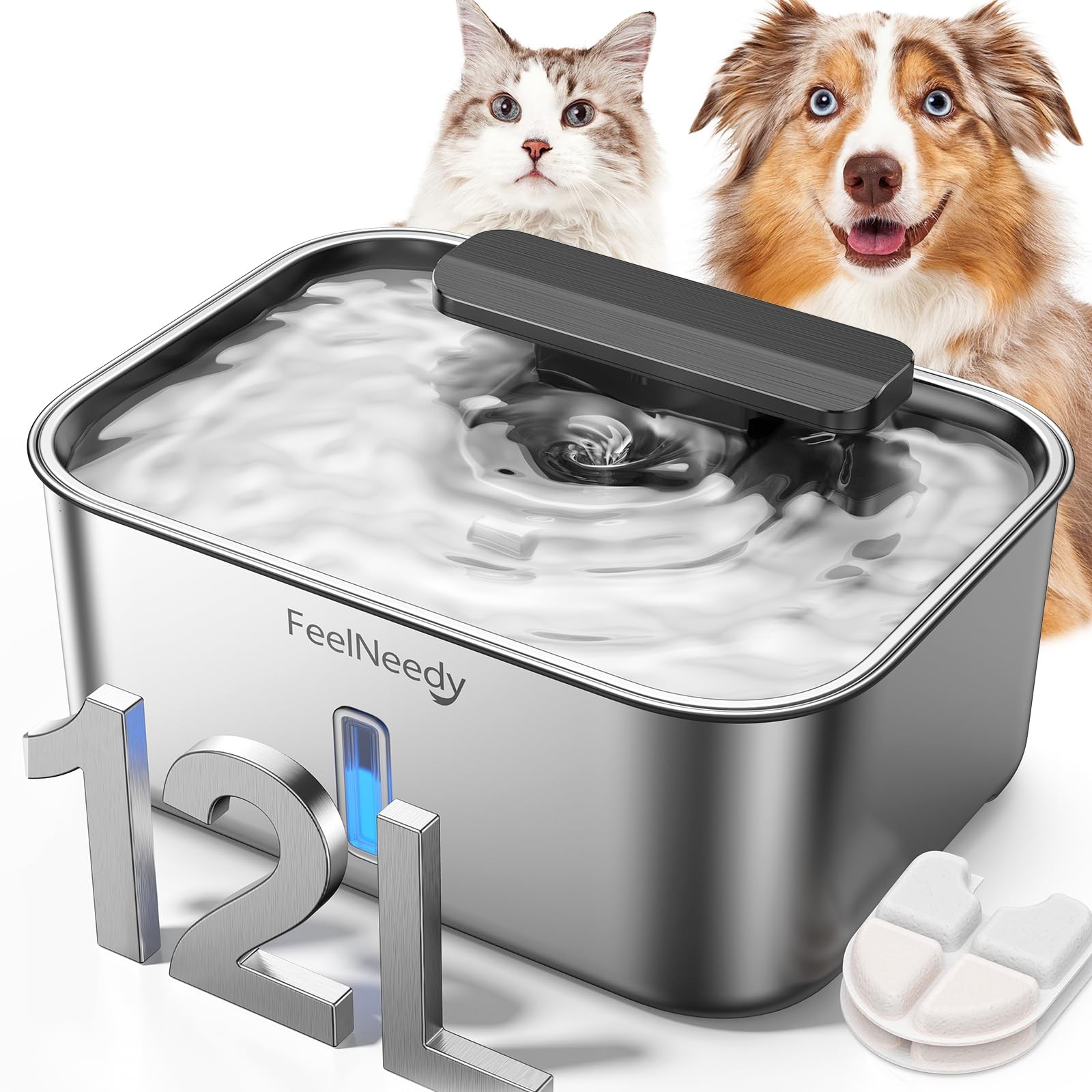 3.2Gal/12L Dog Water Fountain for Large Dogs, Stainless Steel Dog Water Bowl ...