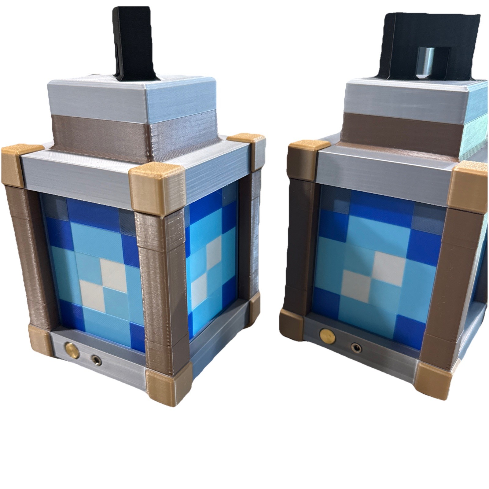 Pixelated Night Light Minecraft Lantern Chargeable (Set Of 2) Blue *READ*
