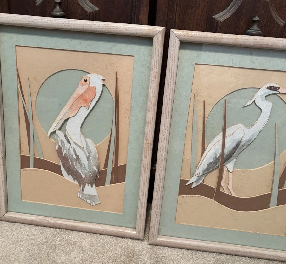 3D Collage Art Shore Birds Framed Signed Stan Morrison Lot 2