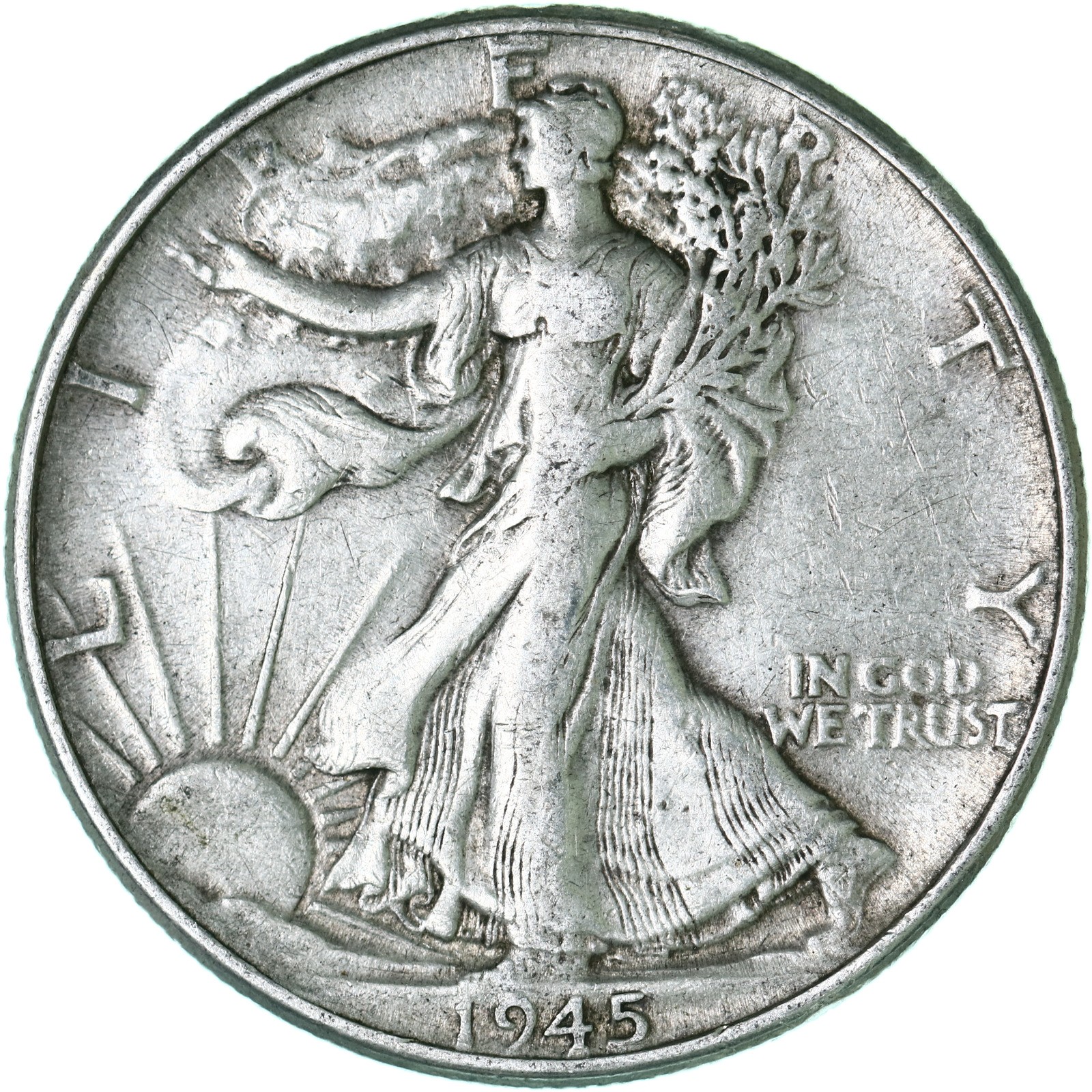 1945 (P) Walking Liberty Half Dollar Extra Fine 90% Silver