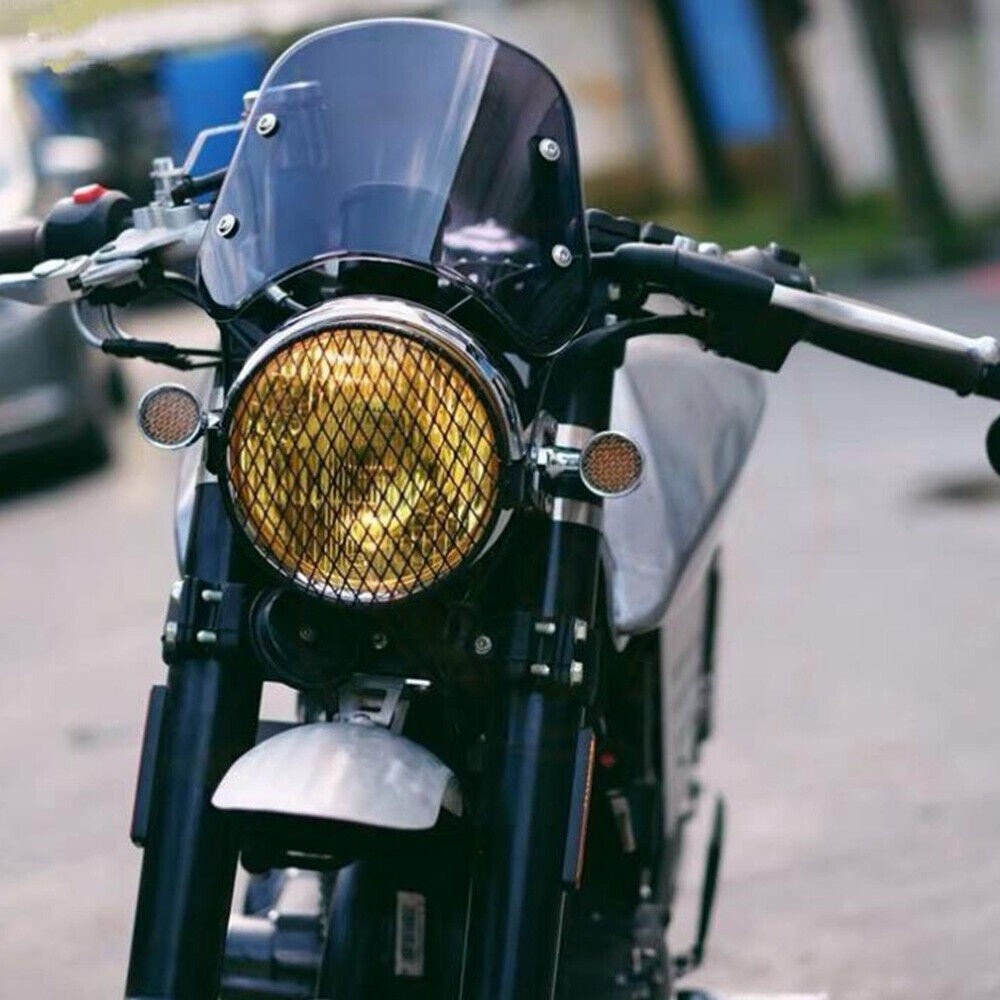 5"-7" Round Headlight Motorcycle Black Windshield WindScreen Universal For Honda