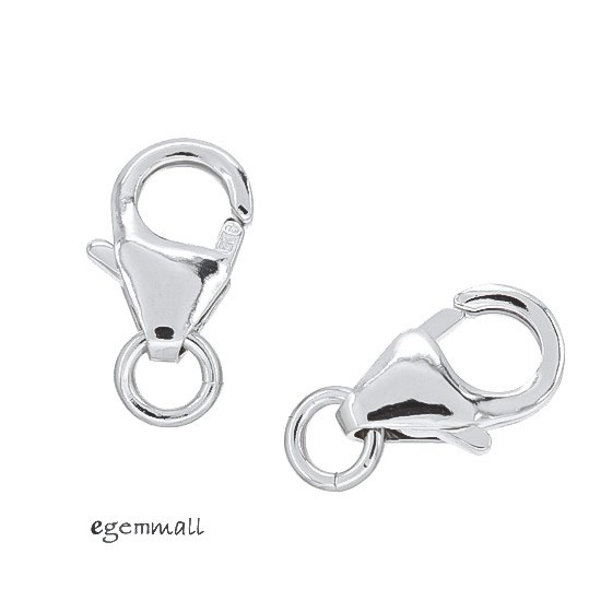 2pc Rhodium Plated Sterling Silver Lobster Claw Clasp 8mm #97542