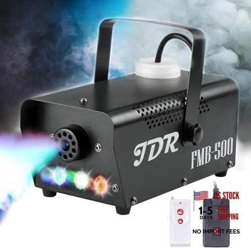 Fog Machine  Smoke Machine Controllable LED Light 500W and 3 LED Lights Black