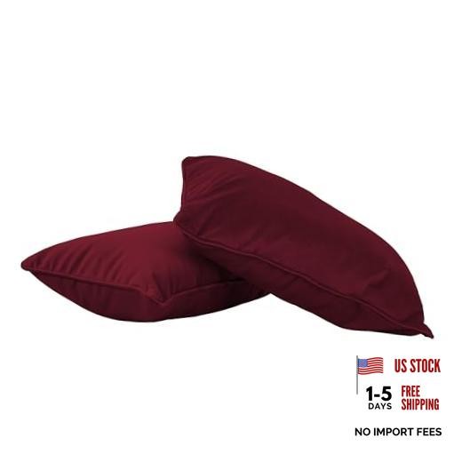 FDP 12" x 20" Velvet and Vinyl Rectangle Lumbar Pillow Set with 12x20 Bordeaux