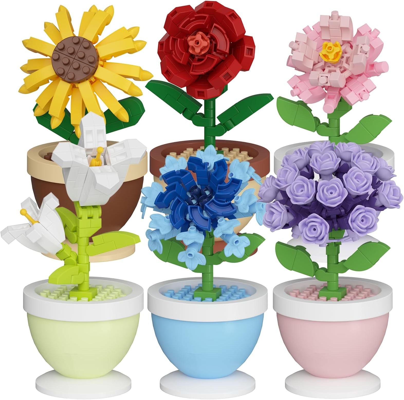 6 Set Mini Flower Bonsai DIY Potted Plant Building Toy | Blocks Seasons Rhyth...