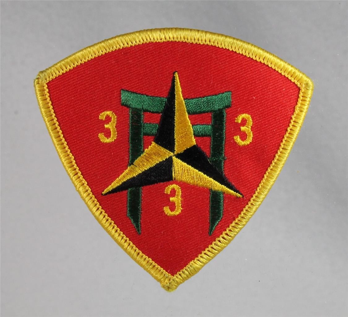 Embroidered Military Patch - 3rd BATTALION 3rd MARINES - USMC - 3" x 3.25" - NEW