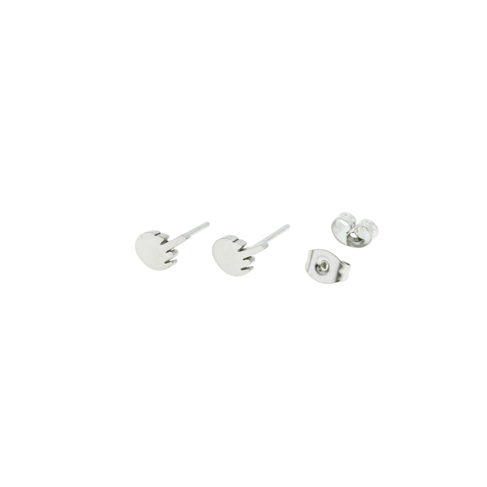 Stainless Steel Earrings - Middle Finger Studs - 8mm - 2 Pieces 1 Pair - ER006