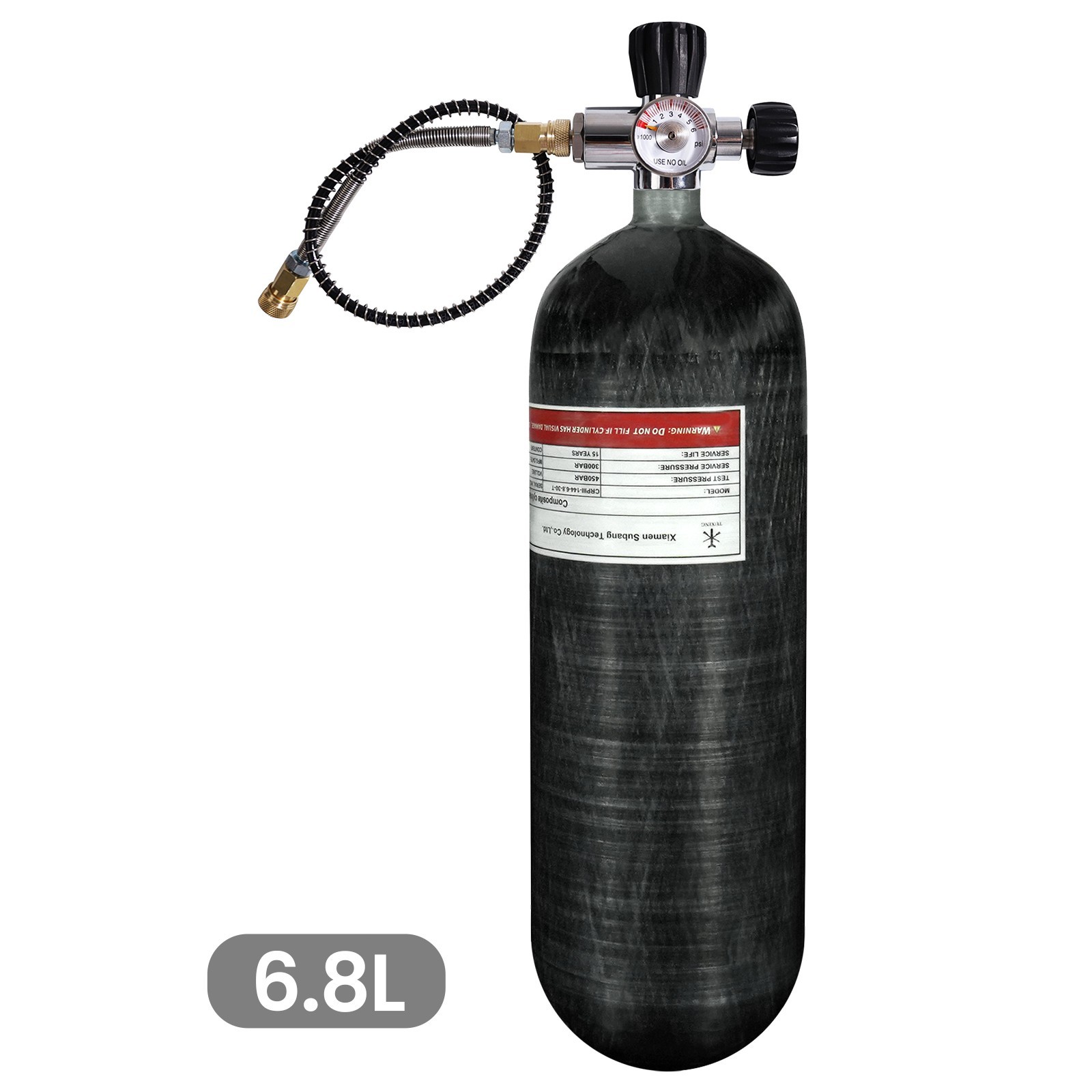 TUXING 4500Psi/300BAR Pcp 6.8L/414cu/6800cc Carbon Fiber HPA Air Tank with Valve