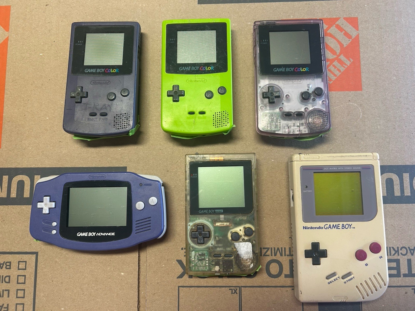 (6) Nintendo Gameboy Advance SP Pocket Color LOT PARTS REPAIR BROKEN AS-IS
