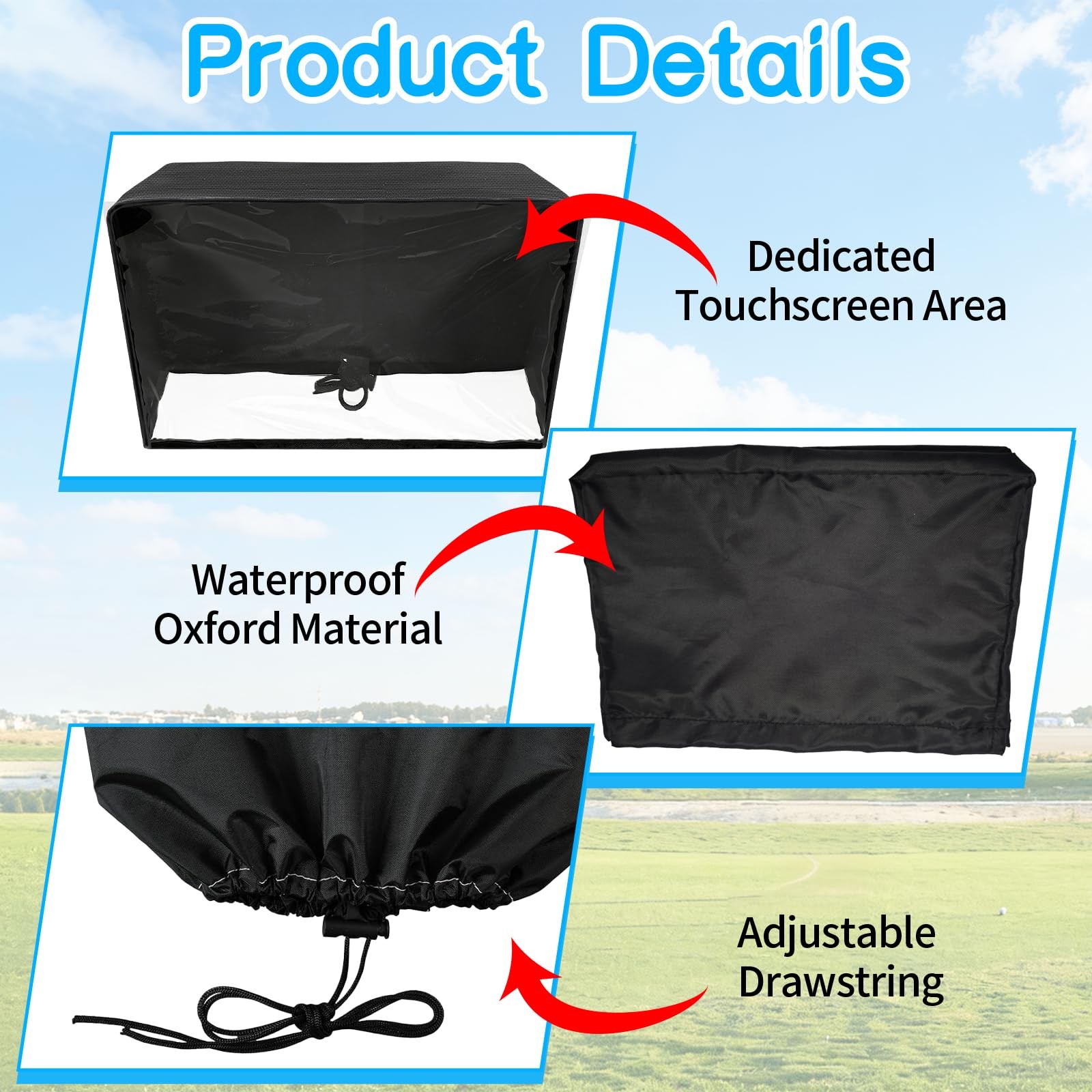 LIXOOMER Golf Cart Screen Cover for Convenient Touchscreen Use, black