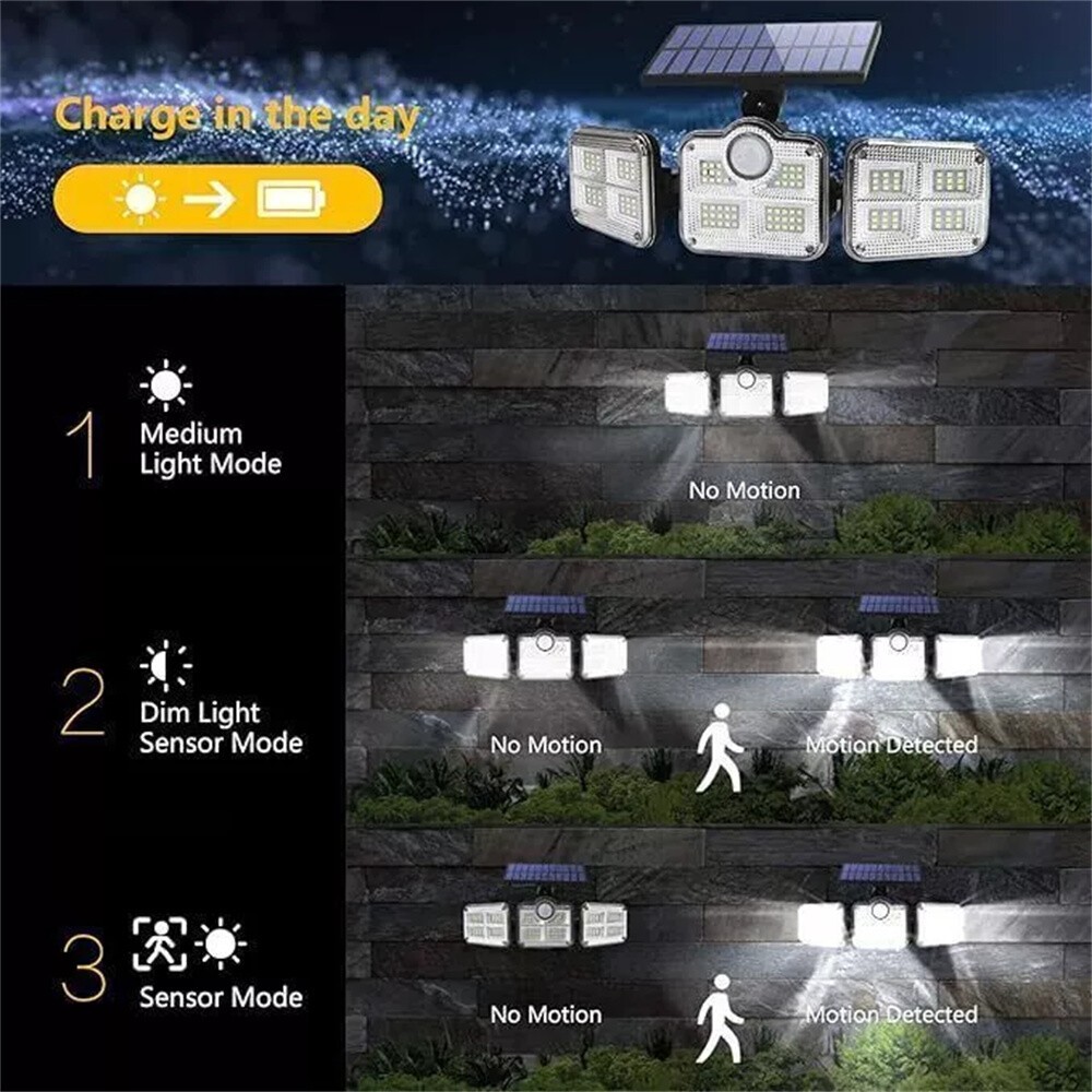 2 Pack 50000LM LED Solar Lights Outdoor Waterproof Motion Sensor Security Lamp