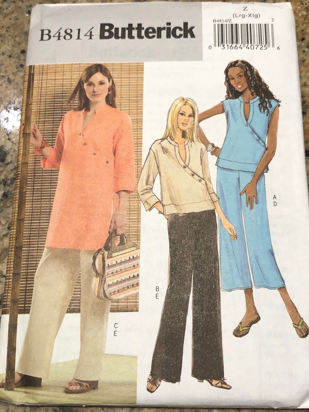 🦋 BUTTERICK #B4814 - LADIES ASYMMETRICAL TOP - TUNIC & PANTS PATTERN LG-XLG FF