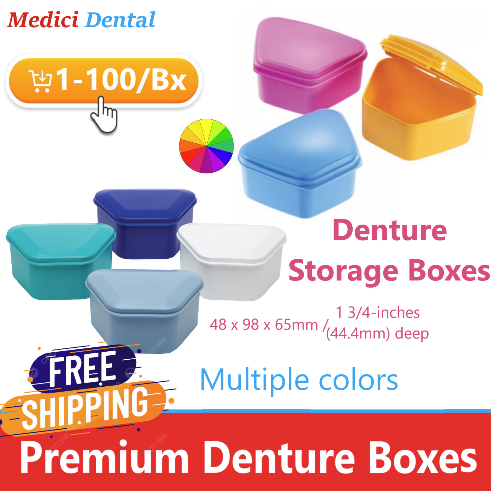 Defend Denture Box Retainer Box Carrier 4W x 2in x 3in Upto 200 Retainers/Case